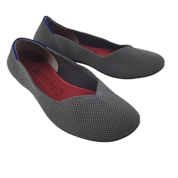 Rothy's The Flat Shoes Womens 9 Charcoal Gray Multicolor Rounded Toe Slip On #H - Picture 1 of 13